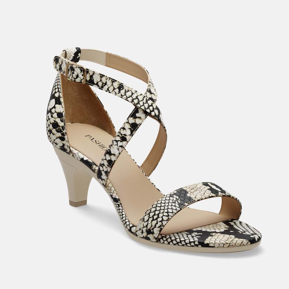 CONVERTIBLE HEEL - Pashion 1.0 The Sandal - Neutral Snake 3 Inch Stiletto